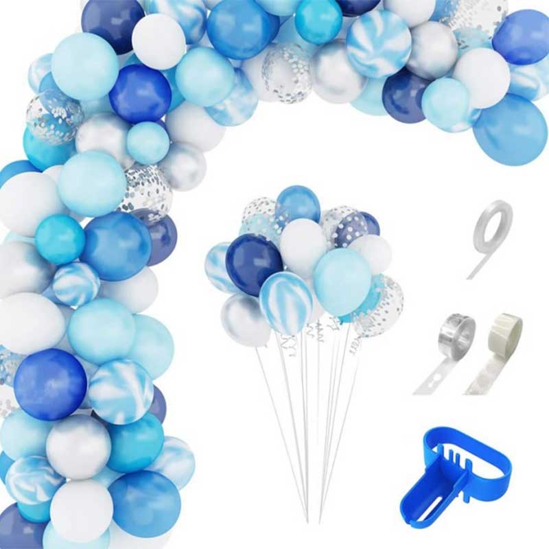 6 Ballons à pois bleu ciel et blanc - Dragees Anahita