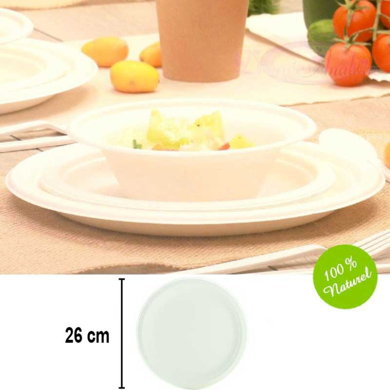 50 grandes assiettes rondes Biodégradables 50 grandes assiettes rondes Biodégradables