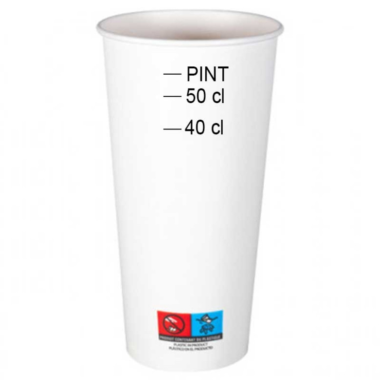 50 gobelets a biere en carton jaugé 40 et 50 cl