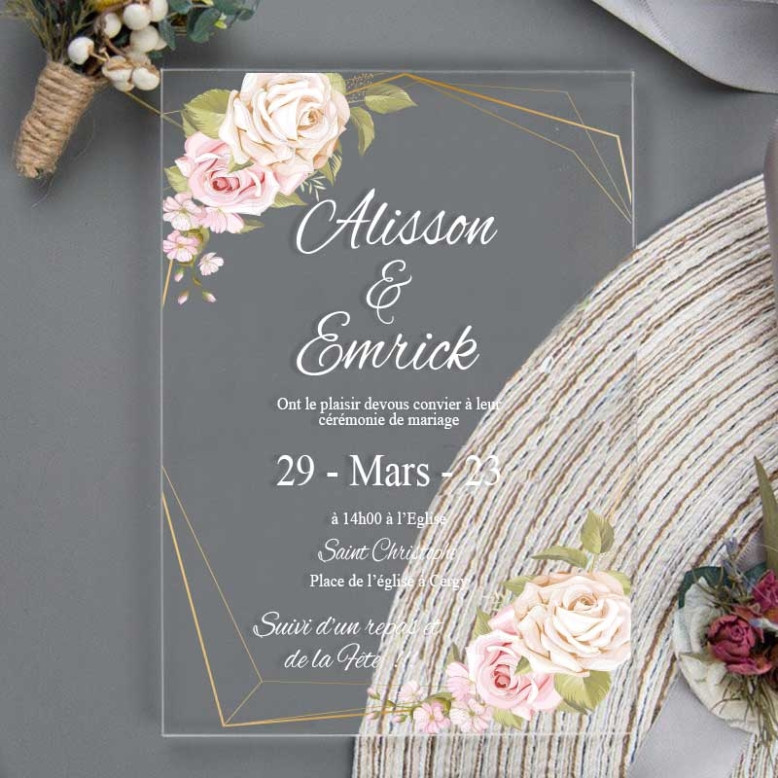 Faire part de mariage en plexiglass M1