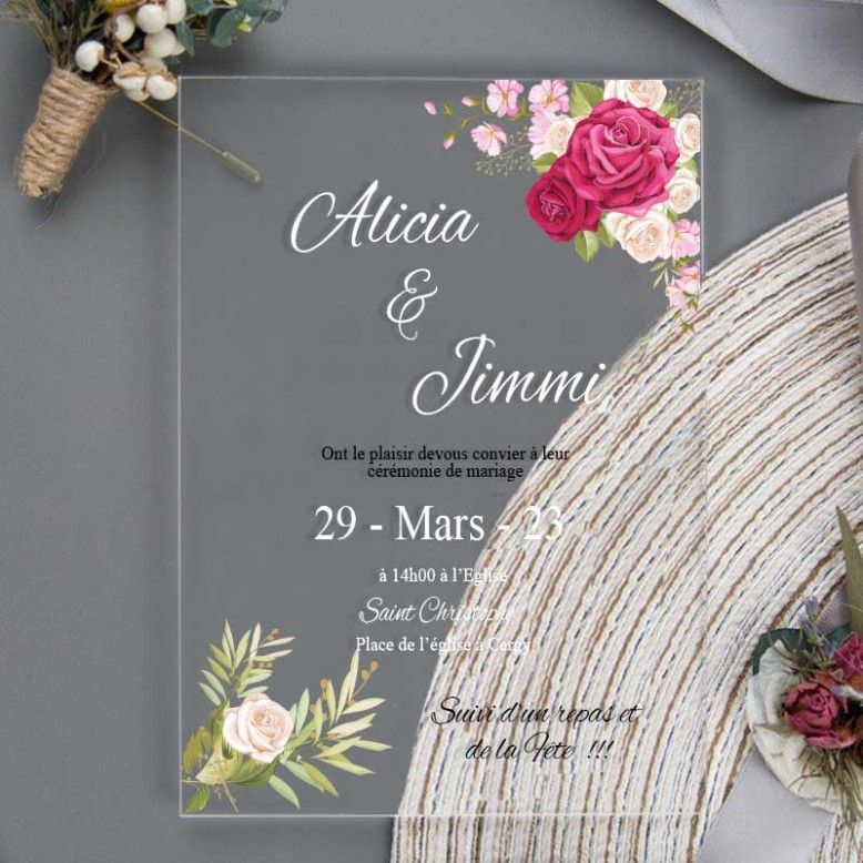 Faire part de mariage en plexiglass M2 Faire part de mariage en plexiglass M2