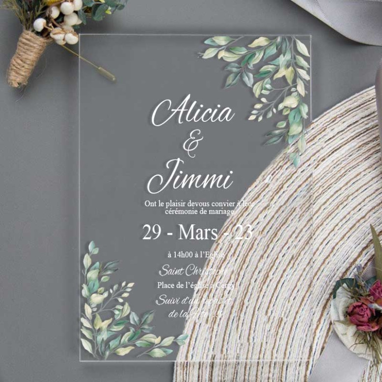Faire part de mariage en plexiglass M4 Faire part de mariage en plexiglass M4