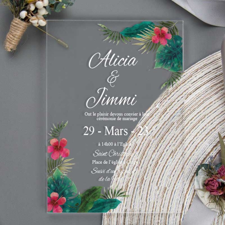 Faire part de mariage en plexiglass M5