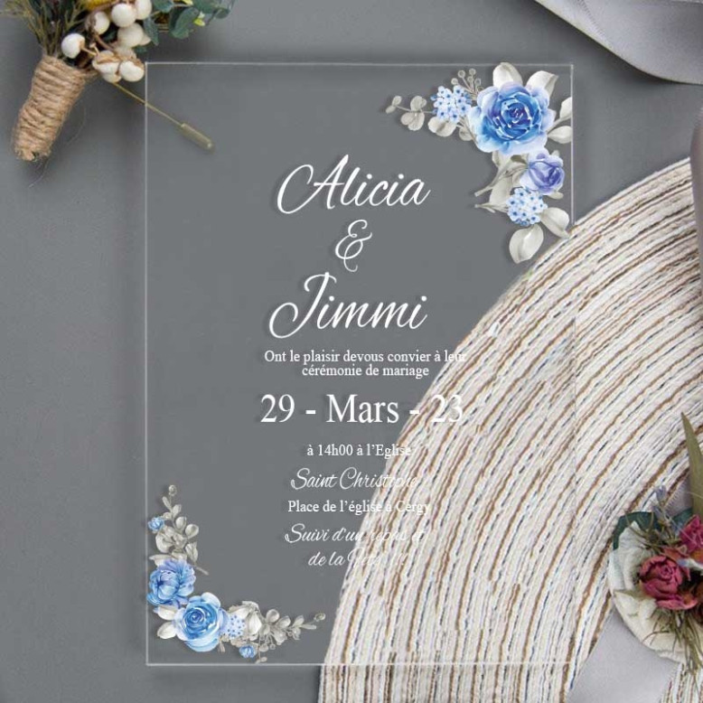 Faire part de mariage en plexiglass M7 Faire part de mariage en plexiglass M7