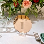 Noms de table Rond personnalisés miroir Rose Gold