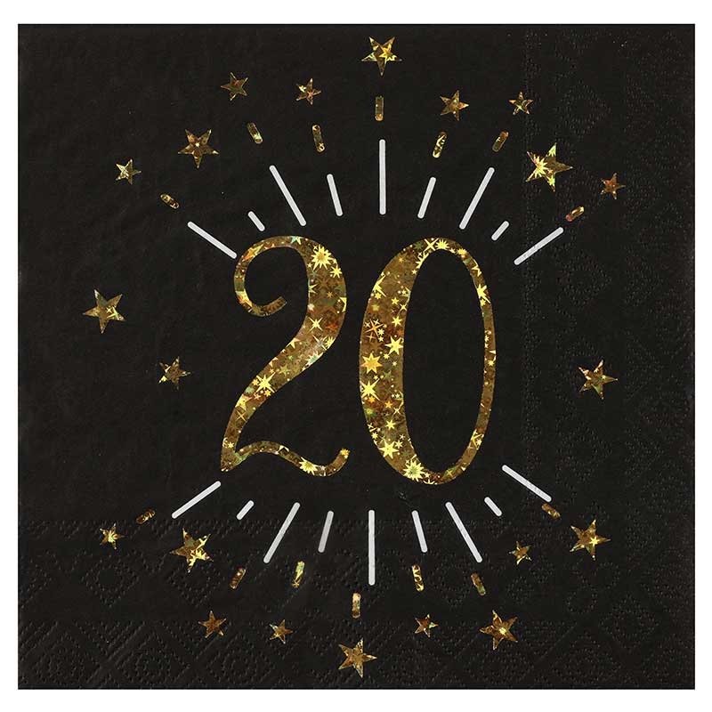 10 Serviettes Anniversaire 20 ans festives - Dragées Anahita
