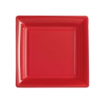 Petite assiette rouge carrée en plastique réutilisable