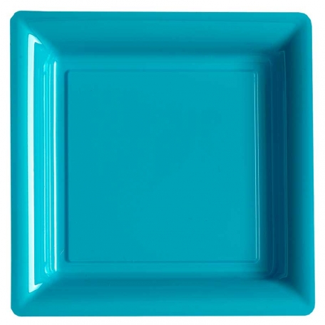 192 assiettes thermoformee carree 240 x 240 turquoise