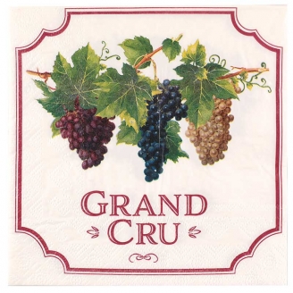 20 serviettes viticole "Grand Cru" à motif lièges