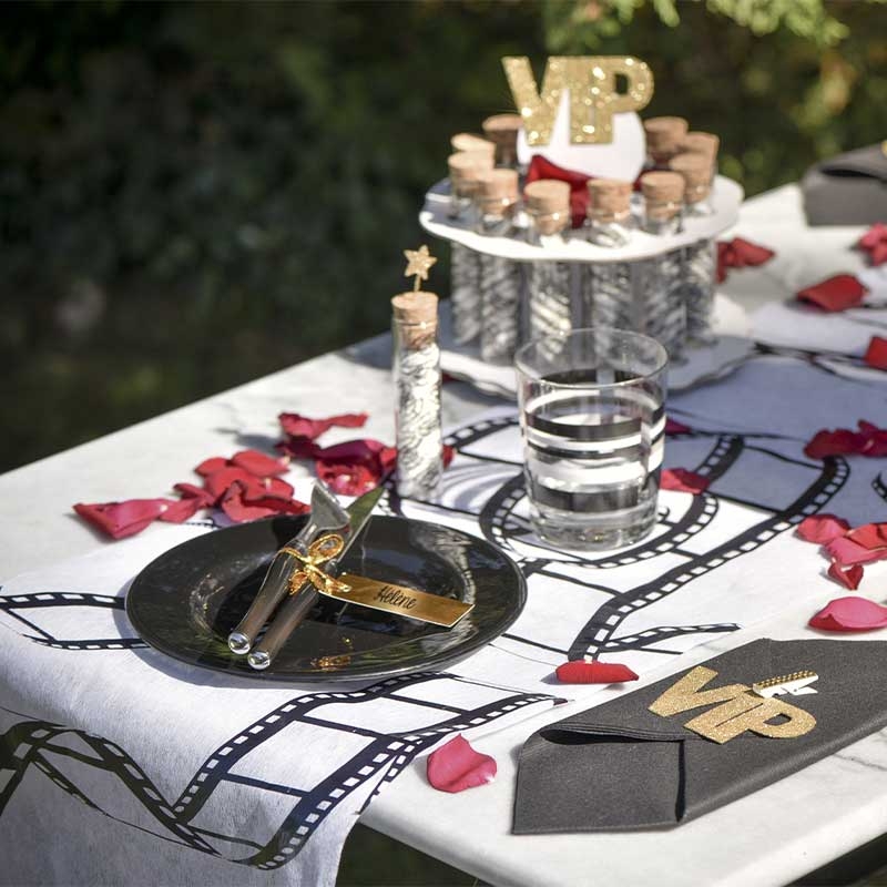 Pochette à couvert noir- deco table mariage-Dragées Anahita