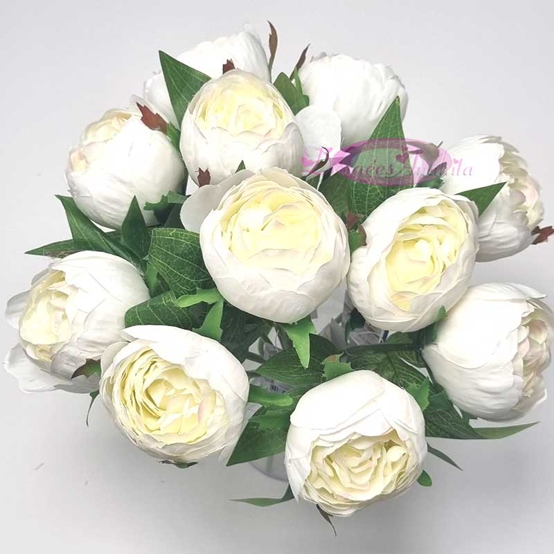 Pivoines artificielle de couleur blanche - Dragées Anahita