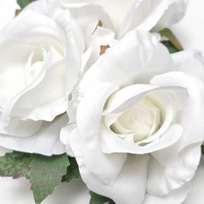 Lot de centre de table de 3 rose blanches sur support - Dragées Anahita