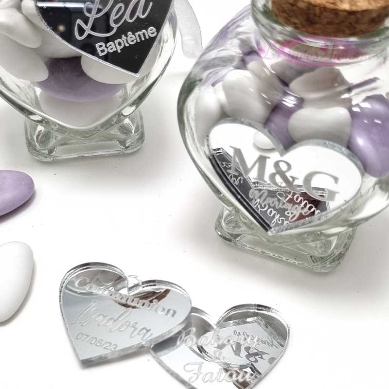 Étiquettes Miroir Acrylique Gravées Sur Mesure - Lot De 10 Pour Mariage, Baptême, Anniversaire | Cadeaux Personnalisés Élégants