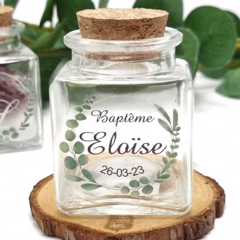 Contenant à en verre imprimé eucalyptus personnalisé