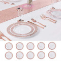 10 assiettes ajourées rose gold rigides réutilisables 23cm