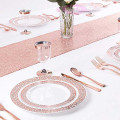 10 assiettes ajourées rose gold rigides réutilisables 23cm