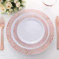 10 assiettes ajourées rose gold rigides réutilisables 23cm