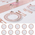 10 grandes assiettes ajourées rose gold rigides réutilisables 26cm