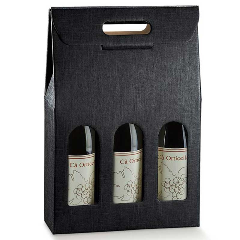 ONLY BOXES Lot De 4 Boîtes Pour 2 Bouteilles De Vin/Cava - Carton Recyclé, Poignée, Argenté - 7