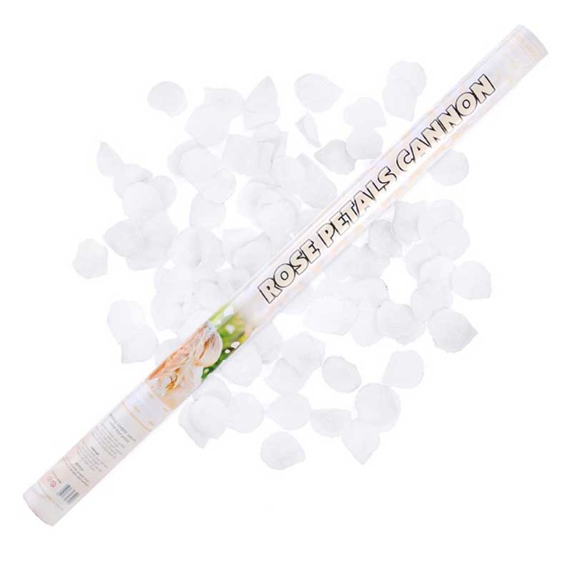 Grand Canon Confettis Coeurs Blancs Biodégradables 60cm