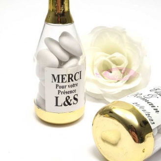 6 Bouteilles de Champagne Or à dragées transparentes