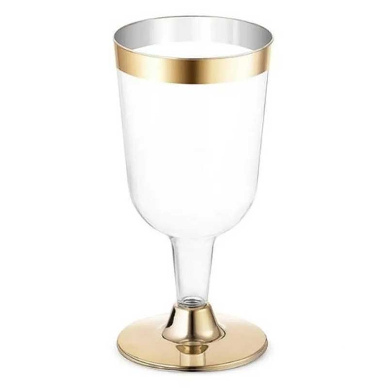 6 Verres à vin Or en plastique 18cl 6 Verres à vin Or en plastique 18cl