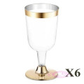 6 Verres à vin Or en plastique 18cl