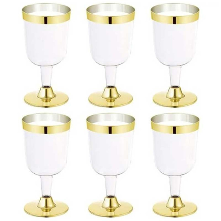 6 Verres à vin Or en plastique 18cl 6 Verres à vin Or en plastique 18cl