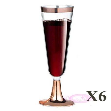 20 Flûtes à Champagne plastique rose gold 16cl