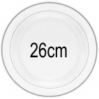 10 grandes assiettes transparentes liséré argent 26cm