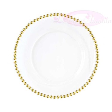 6 petites assiettes Blanche perle Or en Plastique