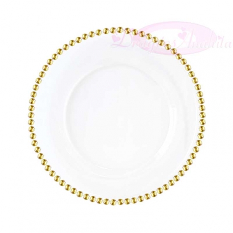 6 petites assiettes Blanche perle Or en Plastique