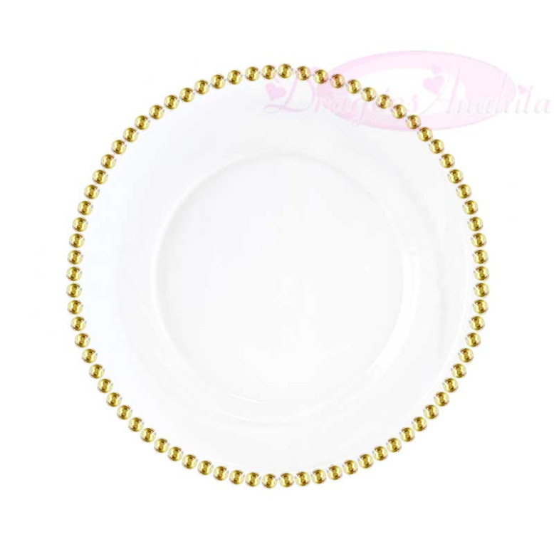 6 petites assiettes Blanche perle Or en Plastique