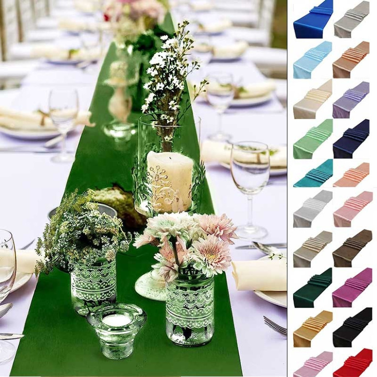 10 Chemins de table en satin 30 x 275 cm 10 Chemins de table en satin 30 x 275 cm