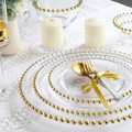 Lot de 6 assiettes en verre avec perle Or