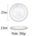 Lot de 6 assiettes en verre avec perle Or