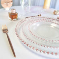 Lot de 6 assiettes en verre avec perle Rose Gold