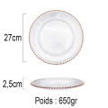 Lot de 6 assiettes en verre avec perle Rose Gold