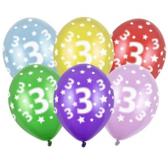 6 ballons Anniversaire 3 ans multicolores pour bien marquer ses 3 ans.