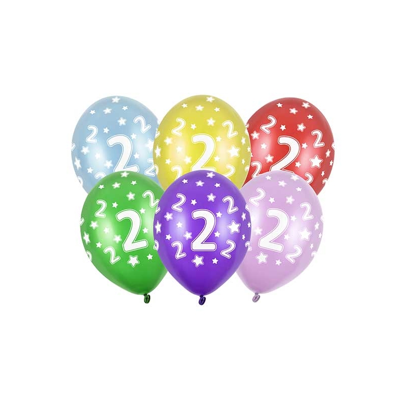 6 ballons Anniversaire 2 ans – ballons imprimés - Dragées Anahita