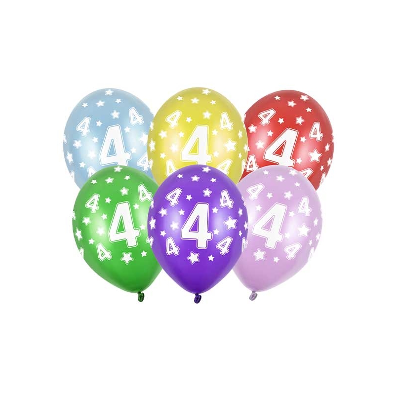 6 ballons Anniversaire 4 ans, décors indispensables - Dragées Anahita