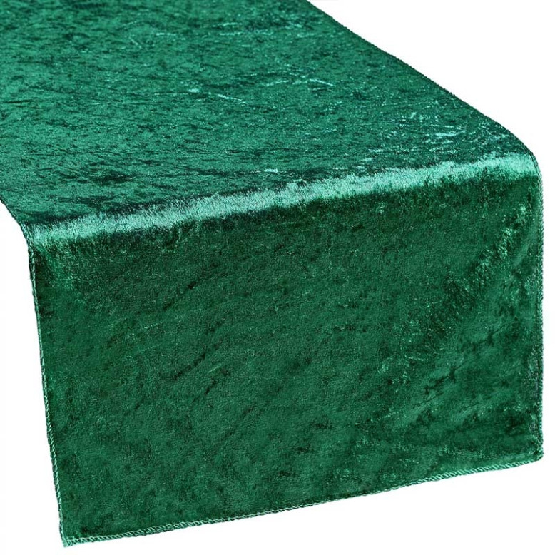 Chemin de table en velours vert emeraude