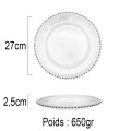 Lot de 6 assiettes en verre avec perle Argent