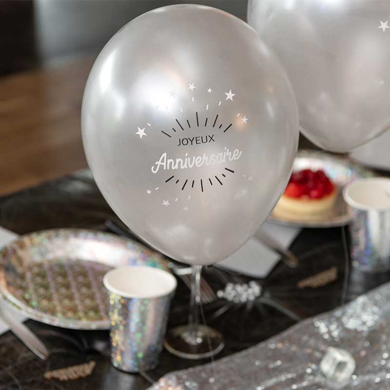 6 Assiettes anniversaire Ballons - Dragées Anahita