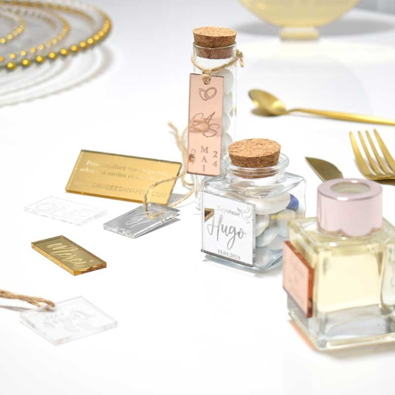 Étiquettes Personnalisées Carrées miroir argent Étiquettes Personnalisées Carrées miroir argent