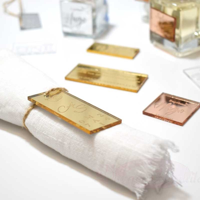 Étiquettes Personnalisées Carrées miroir rose gold Étiquettes Personnalisées Carrées miroir rose gold