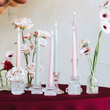 10 bougies chandeliers mariage Sauge