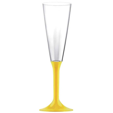 20 Flûtes à Champagne plastique Jaune 16cl