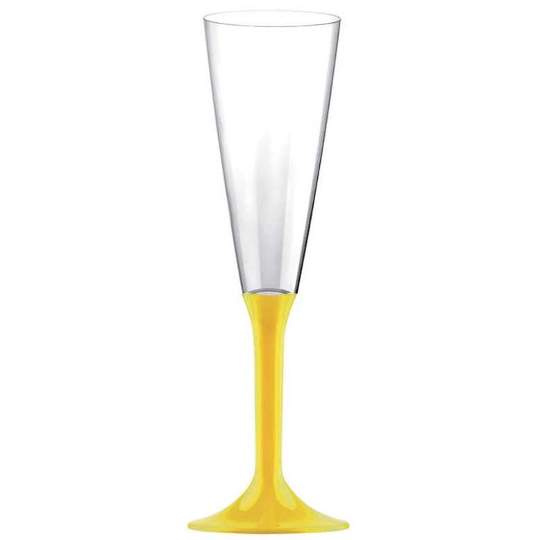 20 Flûtes à Champagne plastique Jaune 16cl
