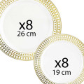16 assiettes Or "Louxor" 8 grandes + 8 petites